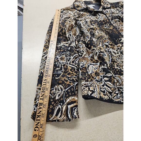 Requirements Woman Large quilted animal print floral black zip up blazer jacket - Picture 8 of 9